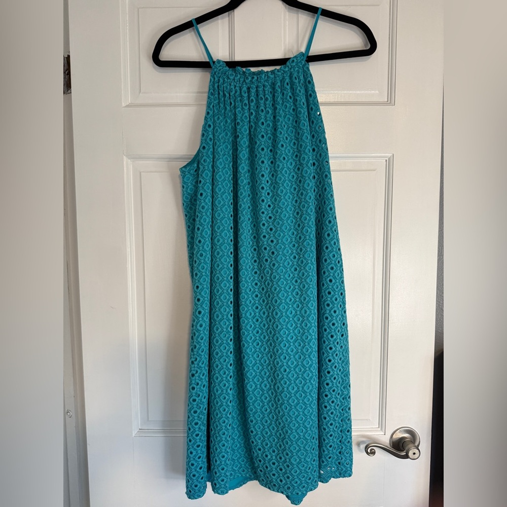 Tacera Teal Eyelet Sundress